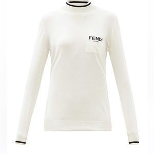 𝙵𝙴𝙽𝙳𝙸 Logo-jacquard high-neck silk sweater